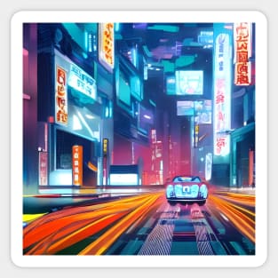 Neo Tokyo Japan - Cyberpunk - Cars in Future Sticker